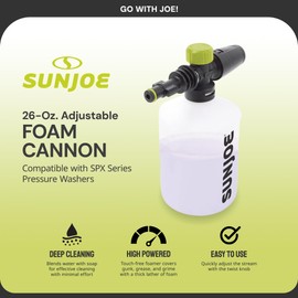 Sun Joe SPX-FC26 26-Oz Adjustable Snow Foamer Cannon w/Adapters , Black