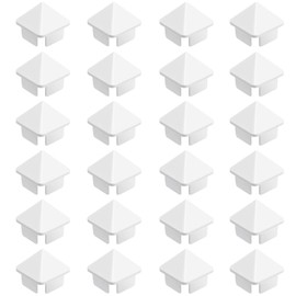 Canomo 1 1/2" x 1 1/2" (1.350" x 1.350" Inside Dimension) Sharp Vinyl Picket Caps Pyramid Style Vinyl Post Caps Vinyl Fence Caps, White, (24 Pieces)