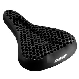 DAWAY S7 Silicone Gel Padded Bike Seat Cover - Shock-Absorbing Honeycomb Bicycle Saddle Cushion for Men Women, Ultra Comfort, Non-Slip, UV-Treated, Fits Mountain, Road, Exercise Bikes - Black, 11"x7"
