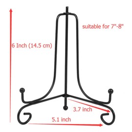 Tincogo Pack of 4 Black Metal Plate Stand Plate Holder Iron Easel Display Stand for Bowl Plate Art Photo Picture Frame 6 Inch