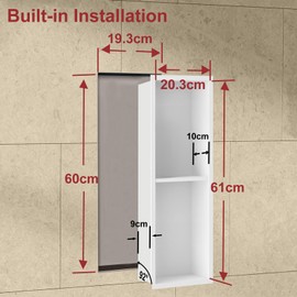 Elefloom Shower Niche, Stainless Steel Elegant Bathroom Niche, No Tile Needed Recessed Shower Shelf Organizer for Storage, Matte White, 8"×24"