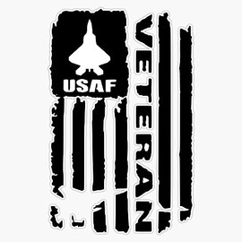 HOF Trading Us Air Force Black Veteran Flag Vinyl Sticker Waterproof Decal Laptop Wall Window Bumper Sticker 5"