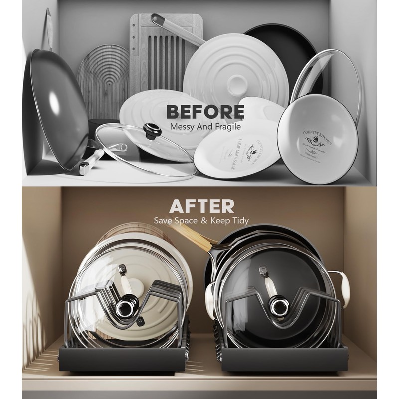 Pull Out Pots and Pans Organizer Under Cabinet, Sliding Lid