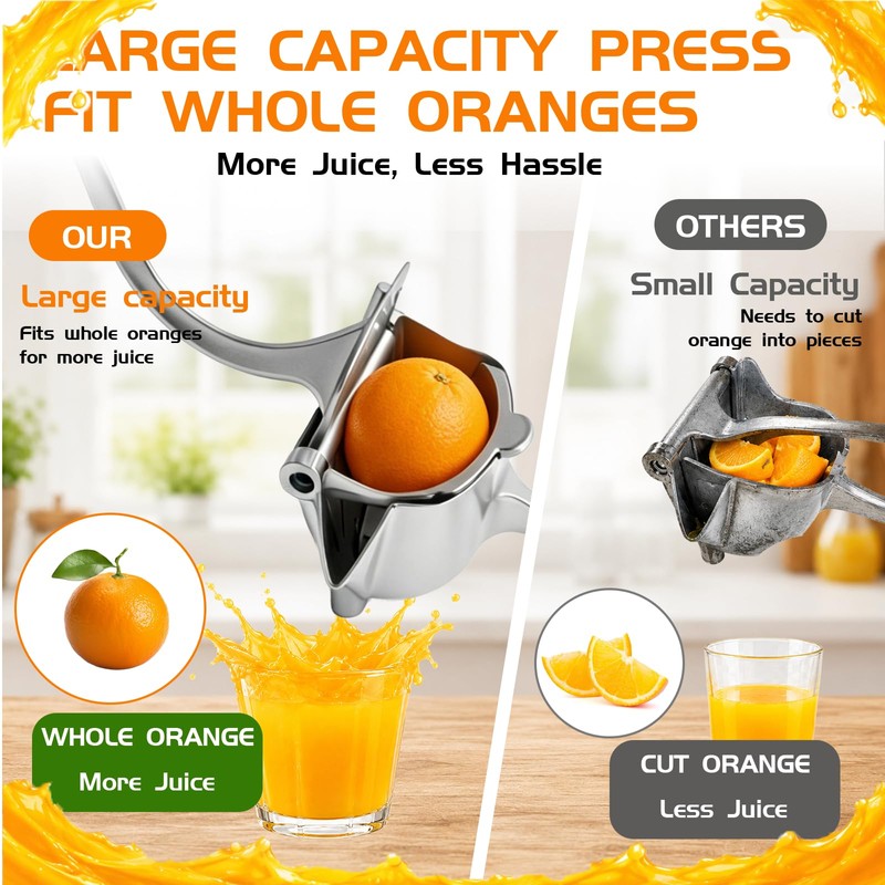 Heavy Duty Lemon Squeezer, Large Manual Citrus Press for Lemons