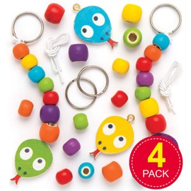 Baker Ross AR440 Snake Wooden Keyring & Bag Dangler Kits (Pack of 4)