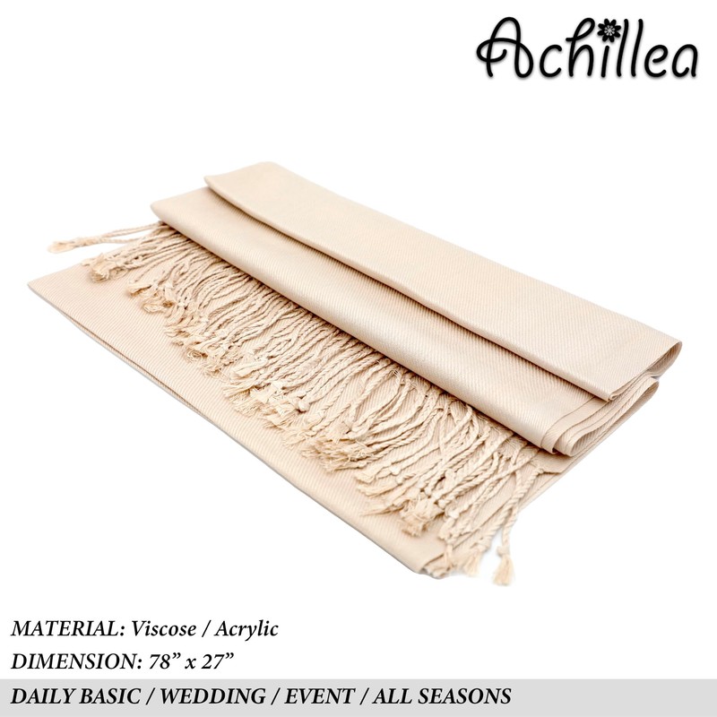 Achillea Large Soft Silky Pashmina Shawl Wrap Scarf in Solid