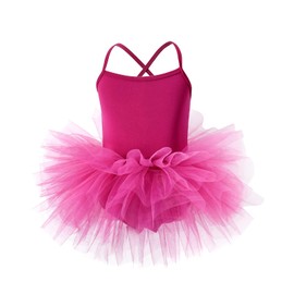 KARETT Ballet Tutu Skirt for Girls Toddler Ballet Leotards Criss Cross Strap Dance Outfits Ballerina Costume Rose Purple