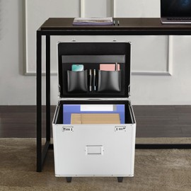 GMSLuu 19 * 15 * 16" File Box with Lock,Locking File Storage Box with Handle,Document Box with Lock for Homes, Offices, Hospitals, Hotel (Silver)