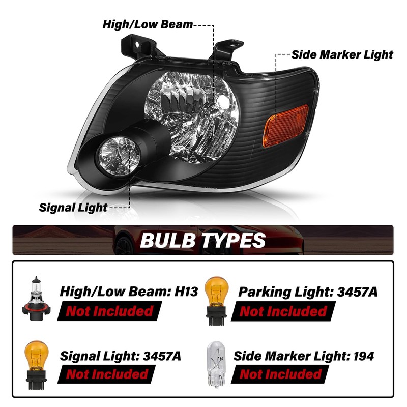 BRYGHT Headlight Assembly Fit for 2006 to 2010 Ford Explorer
