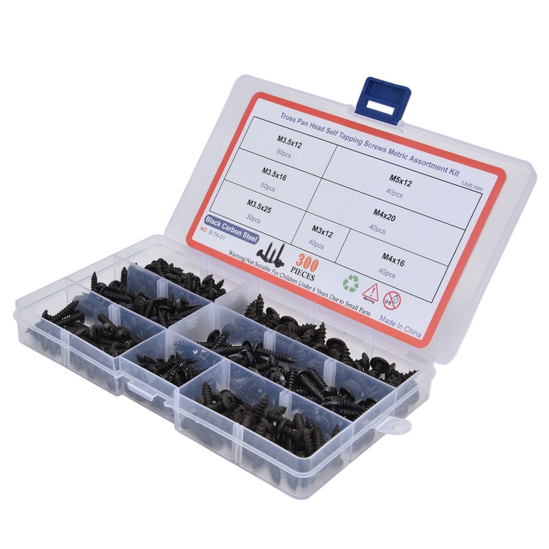 300Pcs Truss Head Self Tapping Screws Cross Carbon Steel Screw
