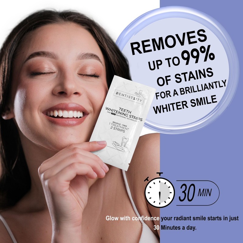 DENTISTSITY Teeth Whitening Strips - Professional Non-Peroxide Formula, 14-Day Treatment