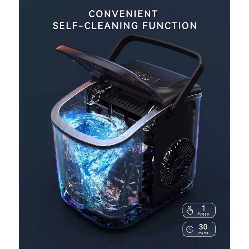 ecozy Portable Countertop Ice Maker -, Self-Cleaning with Ice Bags,