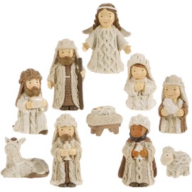 RAZ Imports Knit Look Resin 3 Inch Miniature 10 Pc Nativity Set