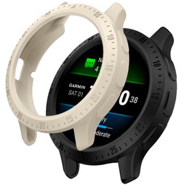 [2Pack] Kamita Watch Case Compatible with Garmin Venu 3S 41mm, Soft TPU Bumper Cases without Screen Protector Film, Shockproof Full Coverage Protective Cover for Garmin Venu 3S 41 (Black+Beige)