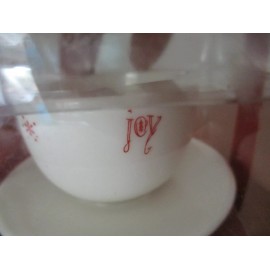 STARBUCKS~Wish Joy Love CAPPUCCHINO CUP & SAUCER CHRISTMAS ORNAMENT~NIB