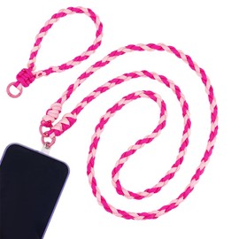 PH PandaHall Set of 2 Phone Chain Crossbody Straps, Hot Pink Cord Crossbody Cellphone Strap Lanyard Wrist Strap Phone Purse Chains with Alloy Clasps for Women Gift Shopping Travel Party
