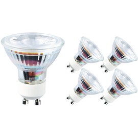 greenandco® CRI90+ LED spot replaces 60 Watt GU10 halogen spot, 7W 510 Lumen 3000K warm white SMD LED spot 36° 230V AC glass with protection glass, not dimmable, flicker free.