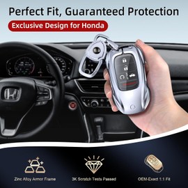for Honda Key Fob Cover with Keychain - 2025 2024 2023 2022 2021 2016-2020 Civic Accord CR-V Pilot HR-V Ridgeline Odyssey Passport Key Fob Case Protector (Classic Black，For Honda-B)