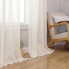 Simplebrand Natural Linen Textured Sheer Curtains 63 Inch Length 2