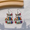 Cute Bookshelf Cat Earrings for Women Book Lovers Animal Funny