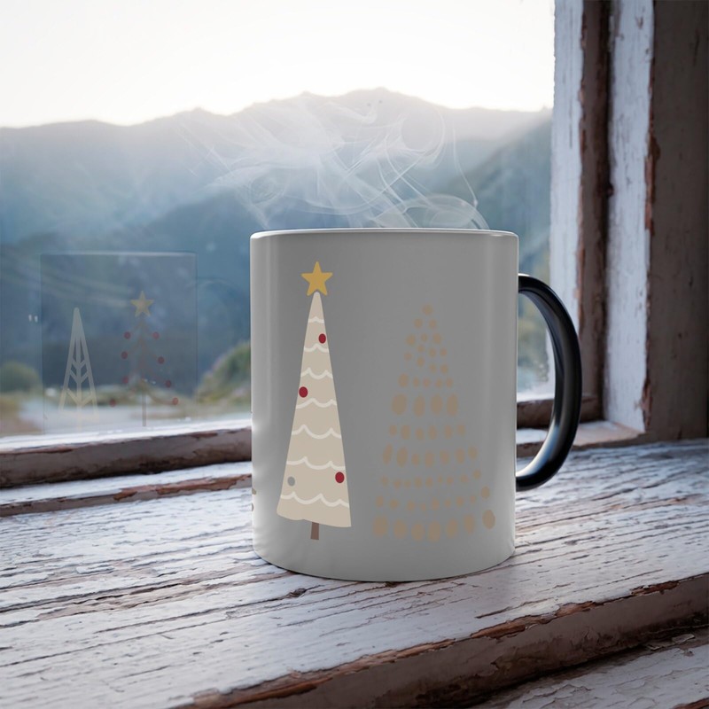 Thermoreagierende Tasse Magische Tasse – Weihnachtsbäume Winter Geschenk Weihnachtsmann –