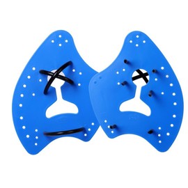 EXCEREY Silica Gel Swimming Gloves Webbed Aquatic Training Water Resistance Fitness Paddle Aerobics for Men Women (Blue, Size M)