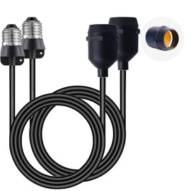E26/E27 Light Socket Extender Cord,E26 to E26 Socket Extender, 6.6 FT Extension, Outdoor String Lights Extension for Backyard, Porch, Garden Indoor Outdoor Porch Garage Patio Use (2)