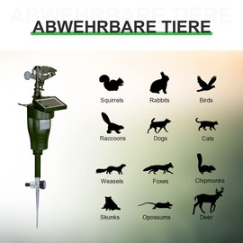 Aqualin Garden Solar Sprinkler Animal Distributor Dogs, Cats, Mink, Raccoons, Wild Animals