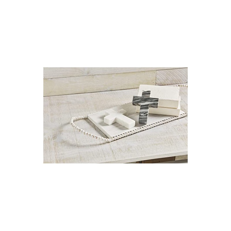 Mud Pie Marble Cross, White, 6" x 4.5", 1 Count