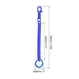 [PATIKIL] Elastic Coil Spring Keychains, Set of 4 Anti-lost Keychain Holder Lanyard Cord with Key Ring for Key Wallet Dark Blue