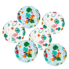 Hawaii Paper Lanterns Hawaii Party Decorations 6PCS Luau Tropical Hanging Supplies Lanterns for Birthday Outdoor Party Baby Shower Home Decoration