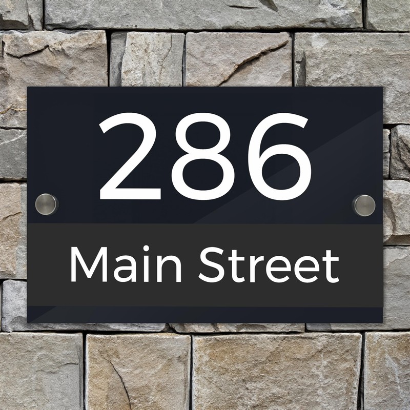 Badgemaster Modern Anthracite House Number Sign Plaque Stainless Steel Standoffs