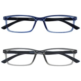 Opulize See 2 Pack Blue Light Blocking Glasses Blue Grey Computer Gaming Anti Glare Mens Womens BB9-37 +0.00
