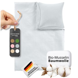 ALAVYA HOME® Children's Bed Linen, 100 x 135 cm, 2-Piece | ÖkoTex Certified & Suitable for Allergy Sufferers | Muslin Bed Linen Children's Set with 1 Duvet Cover 135 x 100 cm and 1 Pillowcase 40 x 60