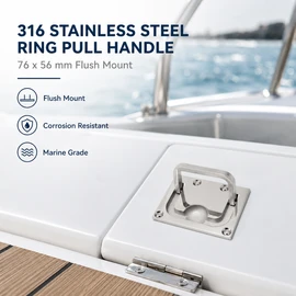 316 Stainless Steel Ring Pull Handle for Flush Mount Use – Mirror Polished Lifting Grip for Boat RV Cabinet
