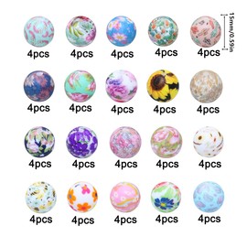 80Pcs 15mm Silicone Beads Bulk Flower Focal Silicone Beads for Keychain Making Pens Necklace Jewelry DIY Bracelet Making Kit (Flower)