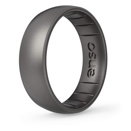Enso Rings Classic Elements Silicone Ring Infused with Precious Elements – Wedding Engagement Band – 6.6mm Wide, 1.75mm Thick (Platinum, 12)