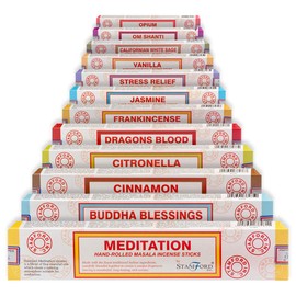 Stamford 37369 Variety Set Hand Rolled Incense Sticks-12 Packs, Black, One Size