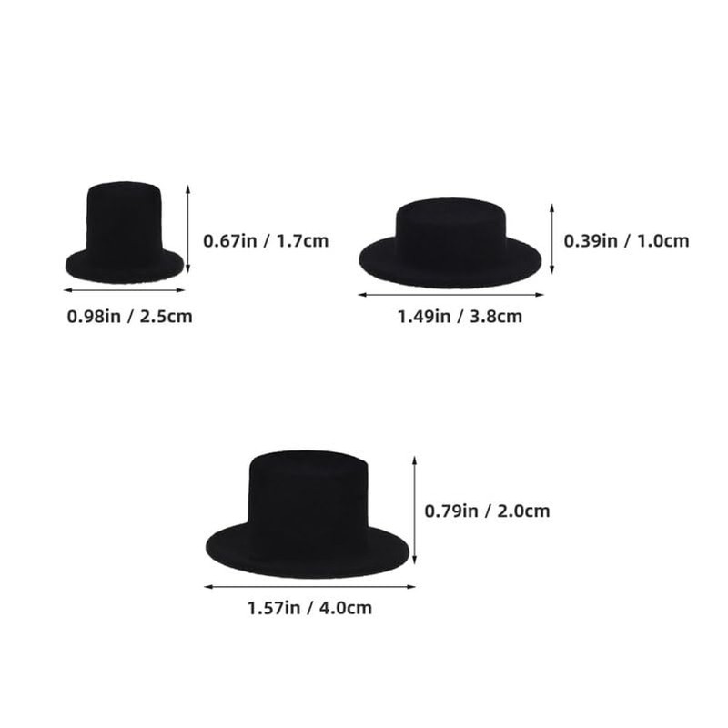 [ULTECHVO] 15pcs Black Flocked Mini Clown Hats Mini Plush Hat
