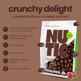 Nutic Dark Chocolate Covered Cranberries - 2LB, Tempting Chocolate-Engulfed Fruit for Holidays and Everyday Treats - Made in the USA - (Pack of 1)