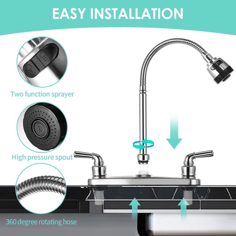 RV Kitchen Faucet Non-Metallic, Flexible Spout for Campers, Motorhomes, Travel