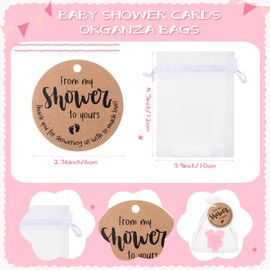 30 Set Baby Shower Soap Favors for Guests Mini Handmade Unscented Soaps Footprint Bodysuit Bottle Shape with Thank You Tags and Organza Bags for Gender Reveal Party Favors (It's A Girl,Pink)