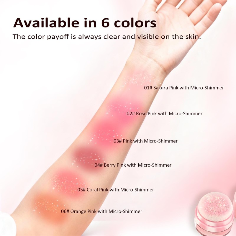Color Nymph Powder Blusher, Face Blush Mushroom Air Cushion Micro-Shimmer