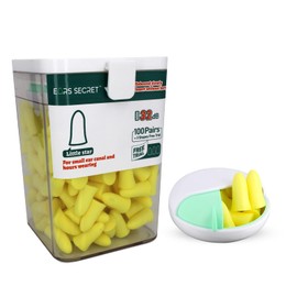 EARS SECRET Ear Plugs for Sleeping, High Performance, Sound Insulation, Small Size, Suitable for Children with Small Ear Holes, 100+3 Pairs, Sound Insulation Value, 37 dB, Slim Size, Case Included,