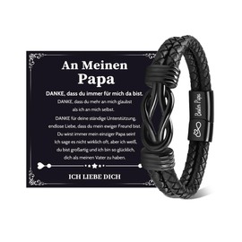 VU100 Ich Liebe Dich Gifts for Men, An Meinen Sohn/Mann/Papa/Bruder Leather Bracelet Men's with Engraving Birthday Christmas Gift for Him Husband Boyfriend Son Valentine's Day Anniversary Gift