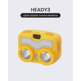 Claymore Heady3 (Yellow) - Rechargeable LED Headlamp with Motion Sensor, Lightweight for Camping, Running, Hiking, Emergency & Industrial Use. Waterproof, Up to 70 Hours of Battery Life.