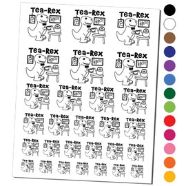 Tea Rex Tyrannosaurus Rex Dinosaur Temporary Tattoo Water Resistant Fake Body Art Set Collection - Red (One Sheet)