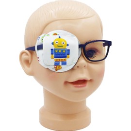 Astropic 3D Cotton & Silk Eye Patch for Kids | Boys Eye Patch for Glasses | Medical Eye Patch for Children with Lazy Eye (Yellow Robot, Right Eye)