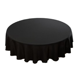 RUISIBO Round Table Cloths 60 Inch Black Tablecloth Party Outdoor Table Cover for Circle Dining Table Washable Polyester Solid Black Soft Table Cloth
