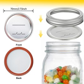 50-Count Canning Jar Lids Wide Regular Mouth Canning Lids for Ball, Kerr Jars and Other Brands of Regular Mouth Leak Proof Mason Jar Canning Lids 100% Fit Airtight Seal for Regular Mouth Jars (70mm)